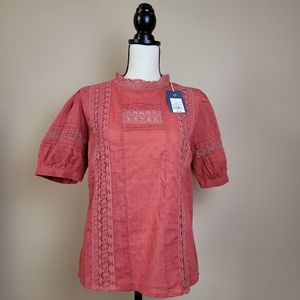 Universal Thread Puff Sleeve Eyelet Blouse